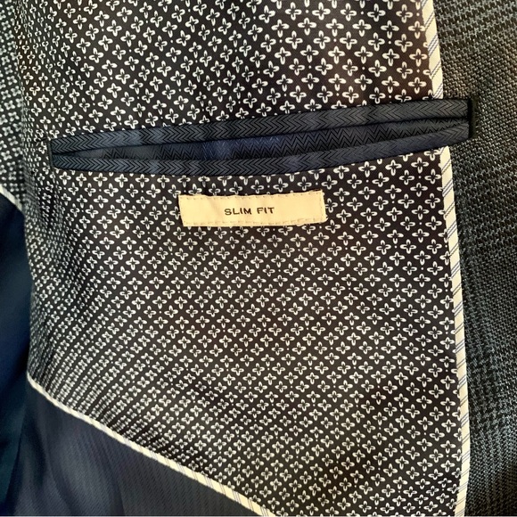 JOE Joseph Abboud Blue Glen Plaid Slim Fit Linen Sport Coat Blazer | Size 48L - Picture 6 of 12